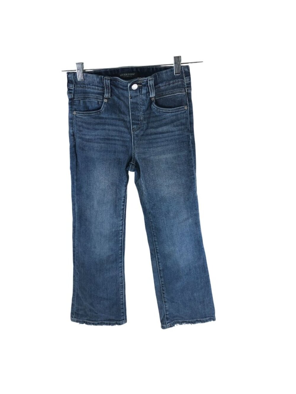 Liverpool Gia Glider Crop Jeans Size 2/26 Medium Wash Raw Hem Stretch